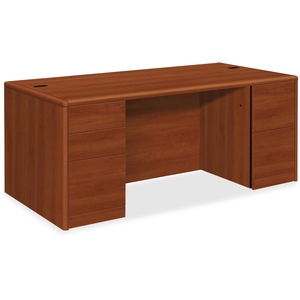 The HON Company 10799CO Double Pedestal Desk, 72"X36"X29-1/2", Cognac by HON