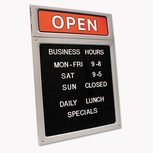 Message/Business Hours Sign, 15 x 20 1/2, Black/Red by CONSOLIDATED STAMP