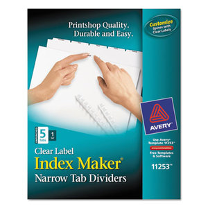 Avery 11253 Print & Apply Clear Label Unpunched Dividers w/White Tabs, 5-Tab, Ltr by AVERY-DENNISON