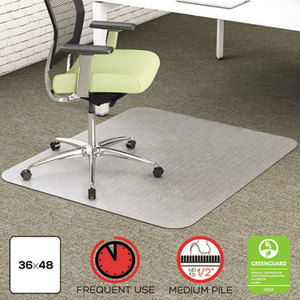 Deflecto Corporation CM1K142PET EnvironMat Recycled Anytime Use Chair Mat for Med Pile Carpet, 36 x 48, Clear by DEFLECTO CORPORATION