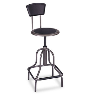Safco Products 6664 Diesel Series Industrial Stool w/Back, High Base, Pewter Leather Seat/Back Pad by SAFCO PRODUCTS