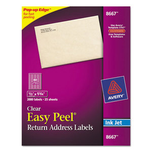 Avery 8667 Clear Easy Peel Mailing Labels, Inkjet, 1/2 x 1 3/4, 2000/Pack by AVERY-DENNISON