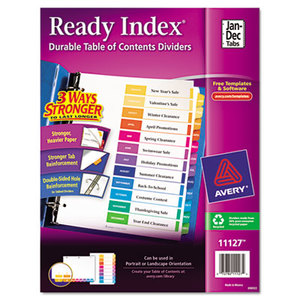 Avery 11127 Ready Index Customizable Table of Contents Multicolor Dividers, 12-Tab, Letter by AVERY-DENNISON