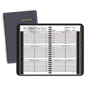 AT-A-GLANCE 70-100-05 Weekly Appointment Book Ruled for Hourly Appointments, 4 7/8 x 8, Black, 2016 by AT-A-GLANCE