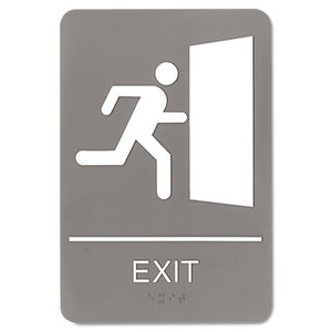 ADA Sign, 6 x 9, Exit, Gray by U. S. STAMP & SIGN