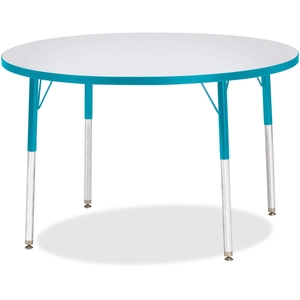 Jonti-Craft, Inc 6468JCA005 Jonti-Craft 6468JCA005 KYDZ ACTIVITY TABLE - ROUND - 42 INCH DIAMETER, 24 INCH - 31 INCH HT - GRAY/TEAL by Berries