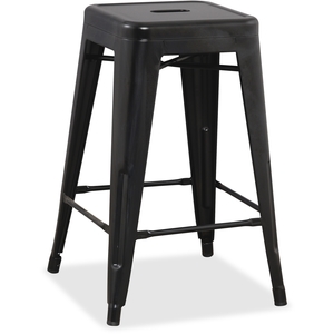 Lorell Furniture 59522 Metal Stool, 16"X16"X24", Black by Lorell