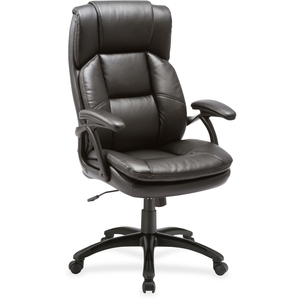 Procter & Gamble 59535 Leather Hi-Back Chair, 27"X32"X44-1/2", Bk by Lorell