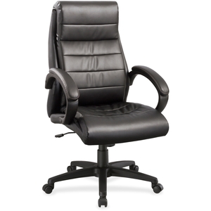 Lorell Furniture 59532 Leather Hi-Back Chair, 27-3/4"X32"X44-1/2", Black by Lorell