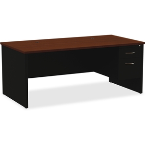 Lorell Furniture 79143 Right Pedestal Desk, 36"X72", Black/Walnut by Lorell