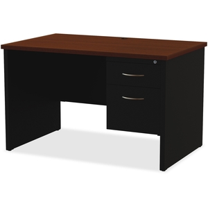 Lorell Furniture 79147 Right Pedestal Desk, 30"X448", Black/Walnut by Lorell