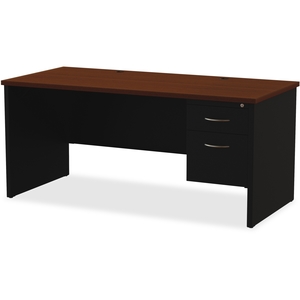 Lorell Furniture 79145 Right Pedestal Desk, 30"X66", Black/Walnut by Lorell