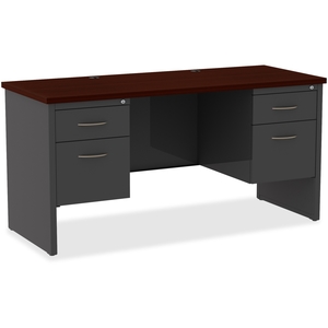 Lorell Furniture 79160 Double Pedestal Desk, 24"X60", Ch/Mh by Lorell