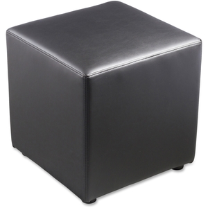 Cube Chair, 18"X18"X18", Leather/Black by Lorell