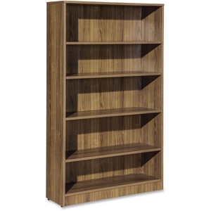 5-Shelf Bookcase, 36"X12"X60, Walnut by Lorell