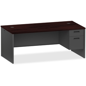 Lorell Furniture 97111 Pedestal Desk,Right,72"Wx36"Dx29-1/2"H,My/Ccl by Lorell