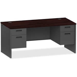 Lorell Furniture 97107 Pedestal Desk,Double,66"Wx30"Dx29-1/2"H,My/Ccl by Lorell