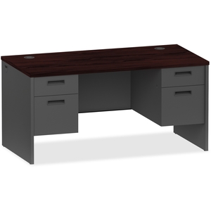 Lorell Furniture 97109 Pedestal Desk,Double,60"Wx30"Dx29-1/2"H,My/Ccl by Lorell