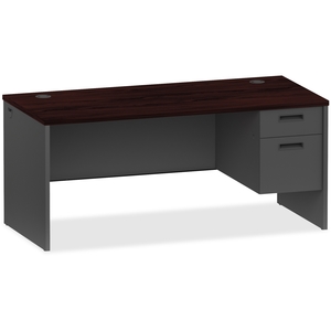 Lorell Furniture 97105 Pedestal Desk,Right,66"Wx30"Dx29-1/2"H,My/Ccl by Lorell