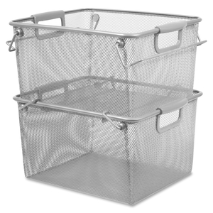 Lorell Furniture 84247 Mesh Stacking Storage Bin, 12-3/5"X14-4/5"X8", 2/Pr, Sr by Lorell