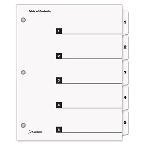 Cardinal Brands, Inc 60513 Traditional OneStep Index System, 5-Tab, 1-5, Letter, White, 5/Set by CARDINAL BRANDS INC.