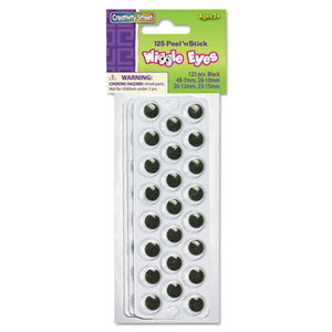 Peel 'N Stick Wiggle Eyes, Assorted Sizes, Black, 125/Pack by THE CHENILLE KRAFT COMPANY