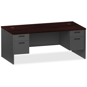 Lorell Furniture 97101 Pedestal Desk,Double,72"Wx36"Dx29-1/2"H,My/Ccl by Lorell