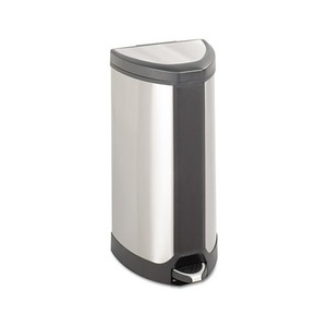 Safco Products 9687SS Step-On Waste Receptacle, Triangular, Stainless Steel, 10gal, Chrome/Black by SAFCO PRODUCTS