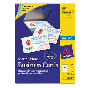 Avery 8371 Printable Microperf Business Cards, Inkjet, 2 x 3 1/2, White, Matte, 250/Pack by AVERY-DENNISON