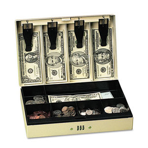 PM Company, LLC 4961 Steel Cash Box w/6 Compartments, Three-Number Combination Lock, Pebble Beige by PM COMPANY
