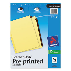 Avery 11323 Preprinted Red Leather Tab Dividers w/Clear Reinforced Edge, 25-Tab, Ltr by AVERY-DENNISON