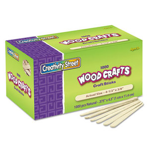 The Chenille Kraft Company 3775-01 Natural Wood Craft Sticks, 4 1/2 x 3/8, Wood, Natural, 1000/Box by THE CHENILLE KRAFT COMPANY