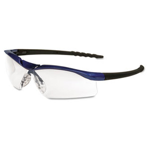 Dallas Wraparound Safety Glasses, Metallic Blue Frame, Clear AntiFog Lens by MCR SAFETY