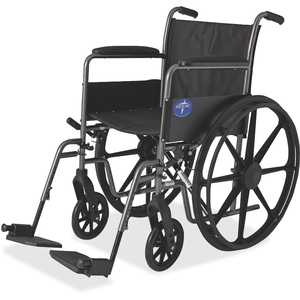 Wheelchair, 300 lb Cap., Detachable Footrest, Black/Graphite by Medline