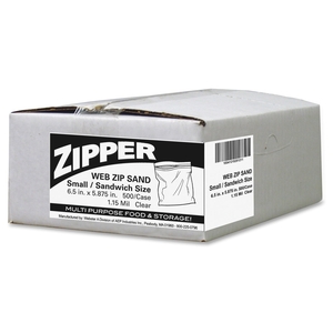 AEP Industries ZIPSAND Sandwich Bags, Reclosable, 6-1/2"x5-7/8",500/BX, Clear by Webster