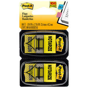 3M 680-NZ2 Arrow Message 1" Page Flags, "Notarize," Yellow, 2 50-Flag Dispensers/Pack by 3M/COMMERCIAL TAPE DIV.