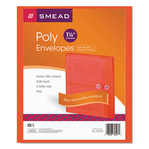 SMEAD MANUFACTURING COMPANY 89527 Poly String & Button Booklet Envelope, 9 3/4 x 11 5/8 x 1 1/4, Red, 5/Pack by SMEAD MANUFACTURING CO.