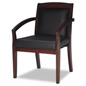 Mayline Group VSCABMAH Mercado Series Wood Guest Chair, Mahogany/Black Leather by MAYLINE COMPANY