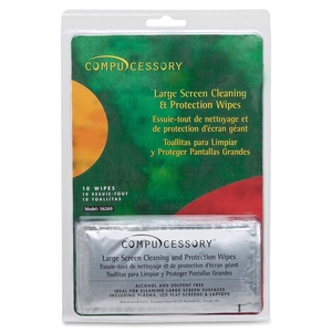 Compucessory 56269 Cleaning Wipes, f/ Large LCD/TV Screen, 10/PK by Compucessory