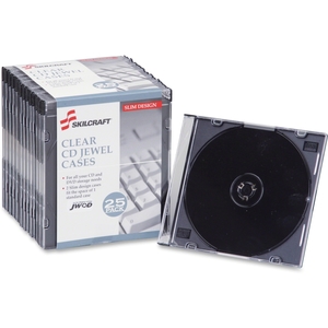 National Industries For the Blind 7045-01-502-6513 Slim CD/DVD Cases, Plastic, 25/PK, Clear by SKILCRAFT