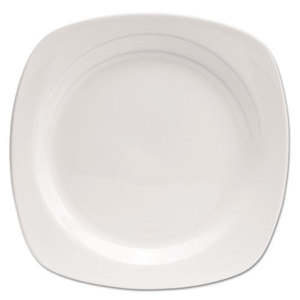 Office Settings Inc CTS1 Chef's Table Porcelain Square Dinnerware, Plate, 10 1/2" dia, White, 8/Box by OFFICE SETTINGS