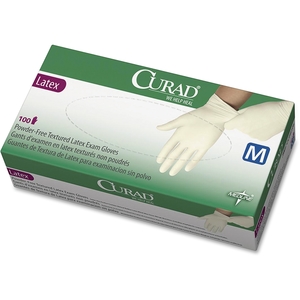 Latex Exam Glove, Powder Free, X-Small, 100/BX, White by Curad