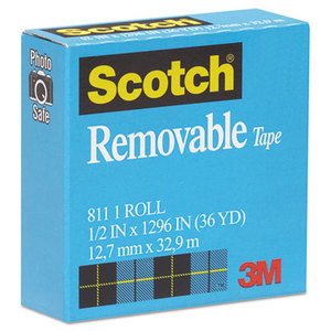 3M 811121296 Removable Tape, 1/2" x 1296", 1" Core by 3M/COMMERCIAL TAPE DIV.