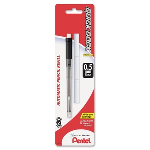 PENTEL OF AMERICA QDR5LE3BP Mechanical Pencil Refills,12 HB Leads/3 Erasers, 0.5mm, GY by Pentel