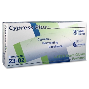 Cypress Medical Products, LP MCPP049302 Latex Exam Gloves, Lightly Powdered Smooth, Small, 100/BX by Cypress Plus