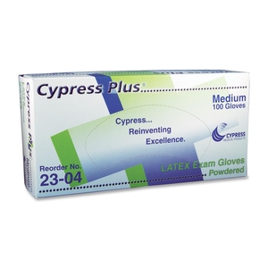 Cypress Medical Products, LP MCPP049304 Latex Exam Gloves, Lightly Powdered Smooth, Medium, 100/BX by Cypress Plus