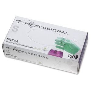 Medline Industries, Inc PRO31761 Nitrile Professional Aloetouch Gloves, Small, 100/BX, GN by Medline