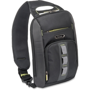SOLO STM751-4 "Storm" Universal Tablet Sling in black polyester with padded pocket that holds all tablets/eReaders up to 10.2", Front zippered accessory pocket, Front zip down organizer, Adjustable sling strap. by Solo