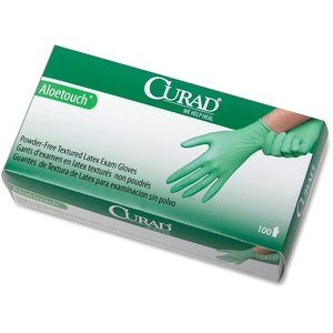 Latex Exam Glove, Powder Free, X-Small, 100/BX, Green by Curad
