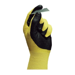 Ansell Limited 115008 Ultra Nitrile Gloves, Knit Wrist, Size 8, Black/Yellow by Ansell